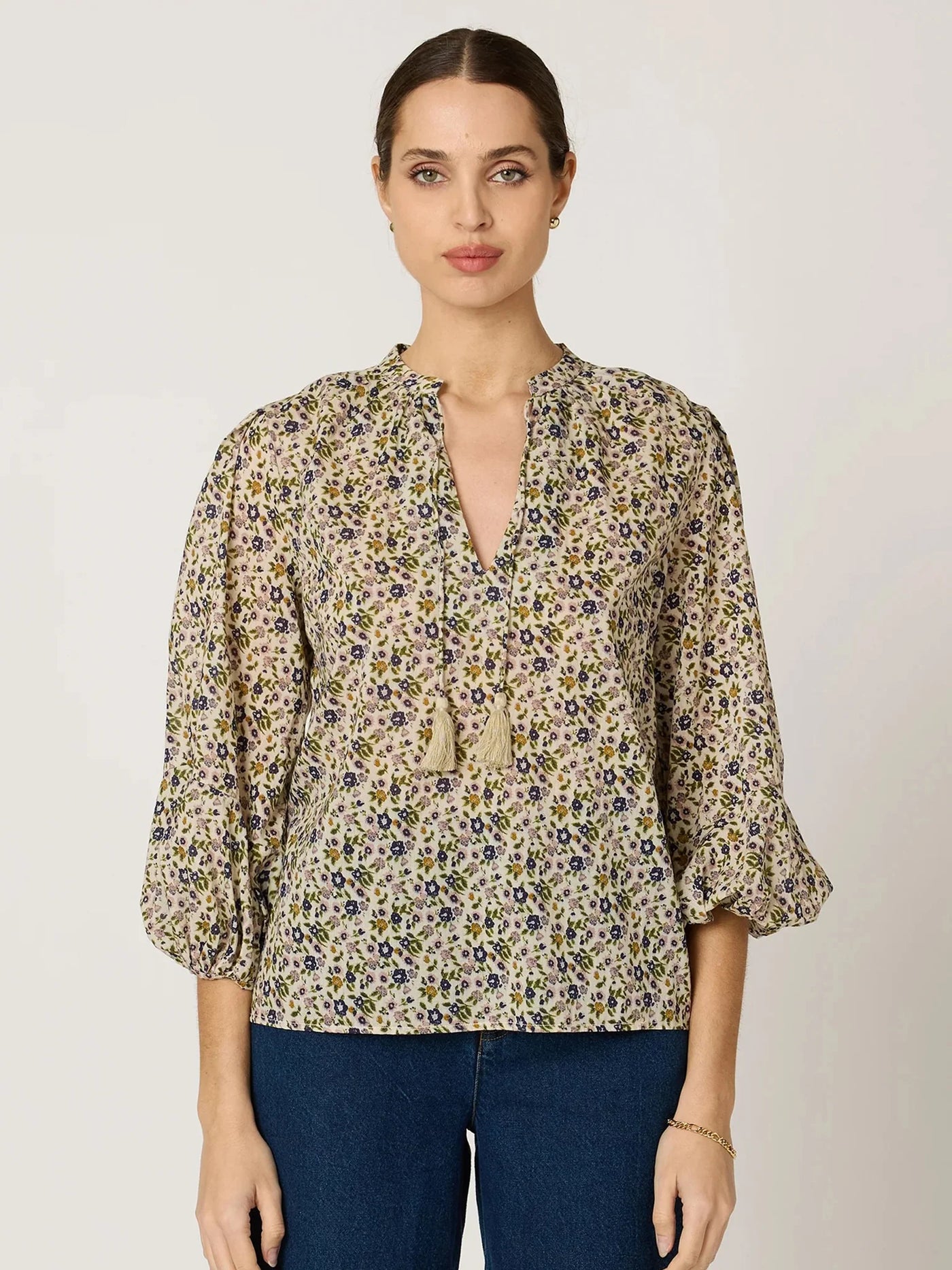 Ecru Eloisa Pink and Plum Floral Belle Blouse
