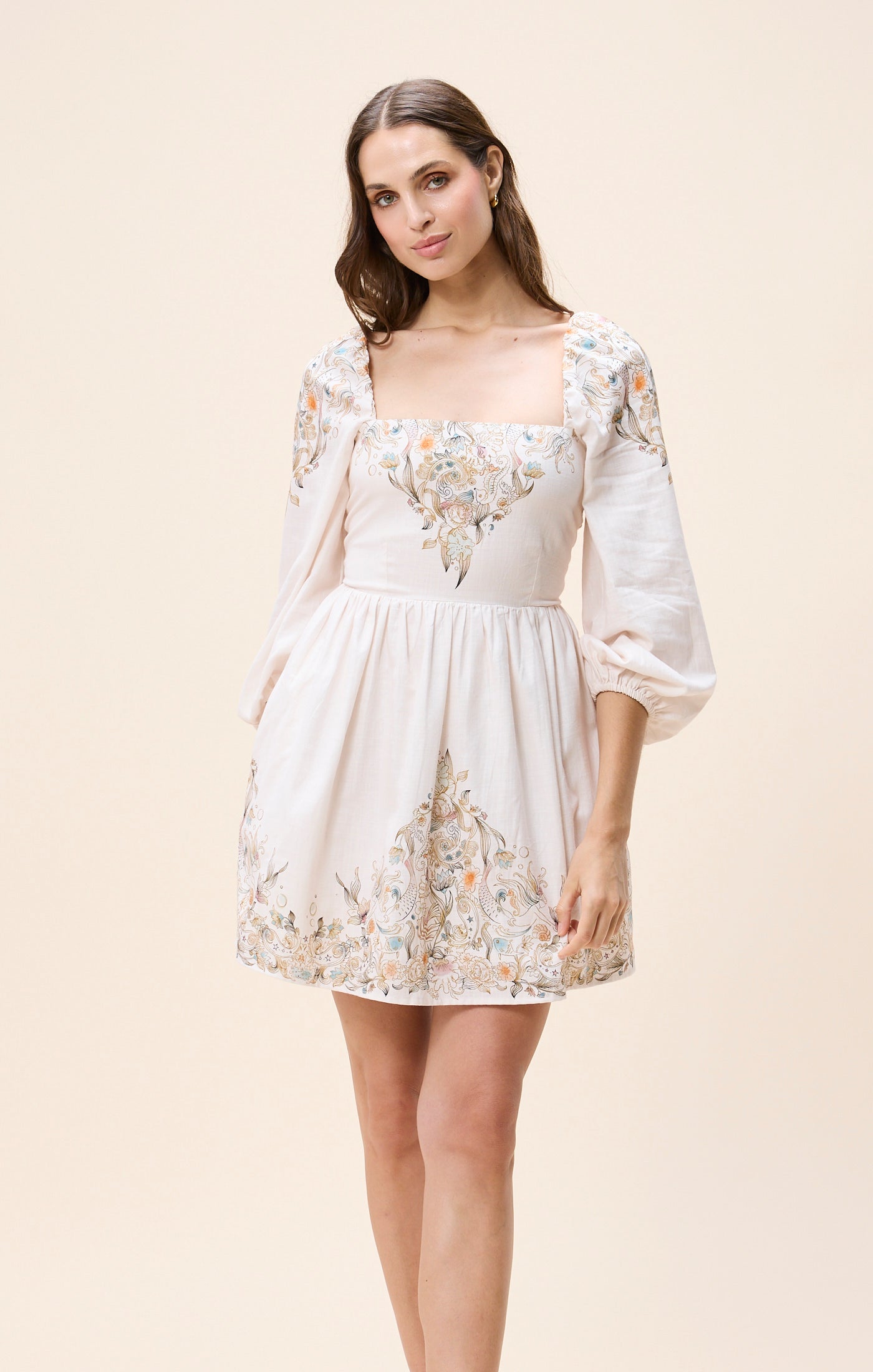 Greer Mini Dress in Bella Mer Print