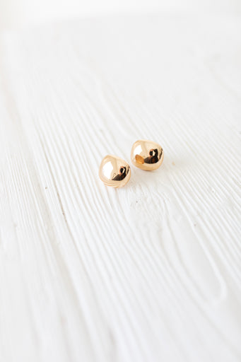 Large Gold Pebble Stud Earring
