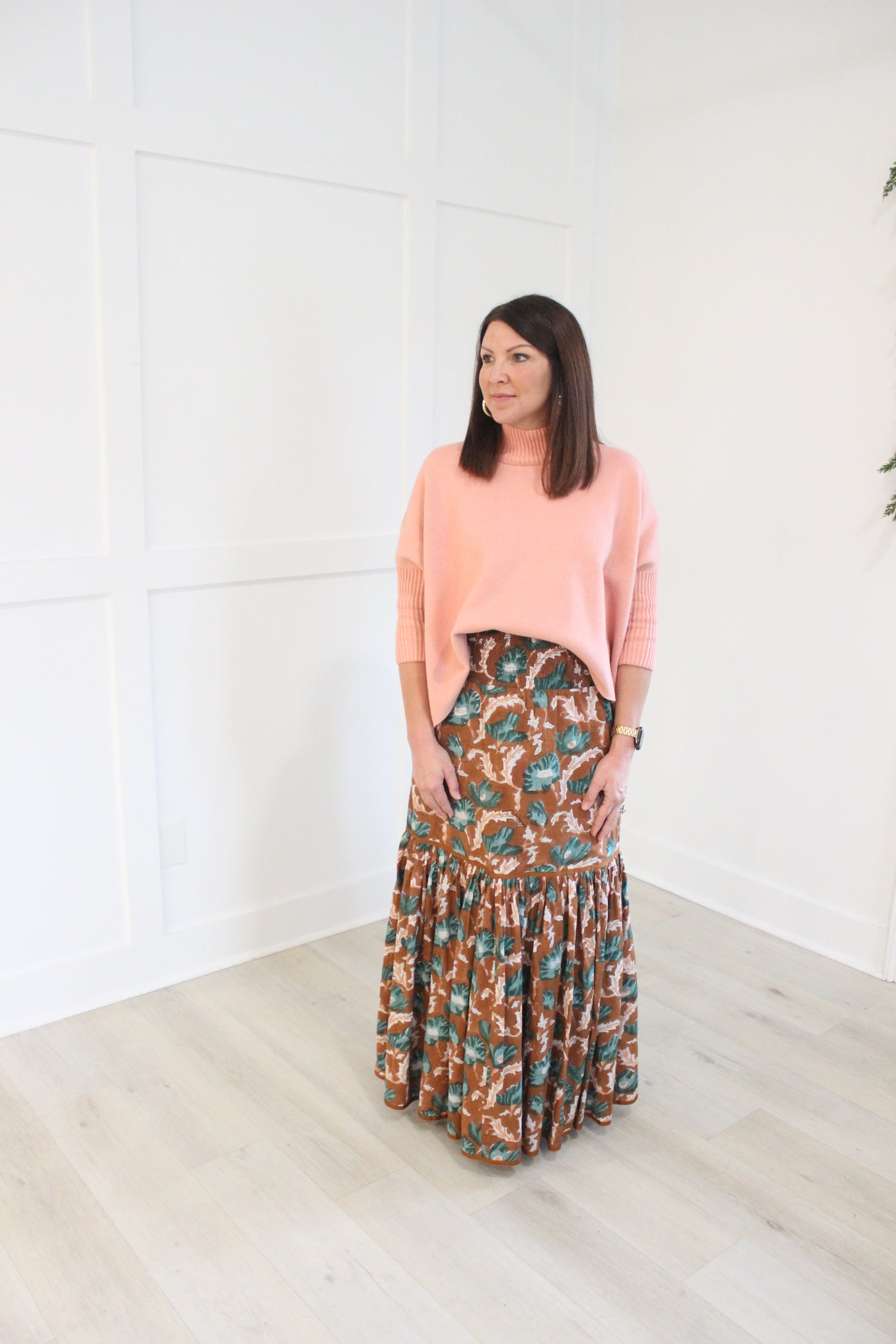 Devere Skirt in Large Brown Floral