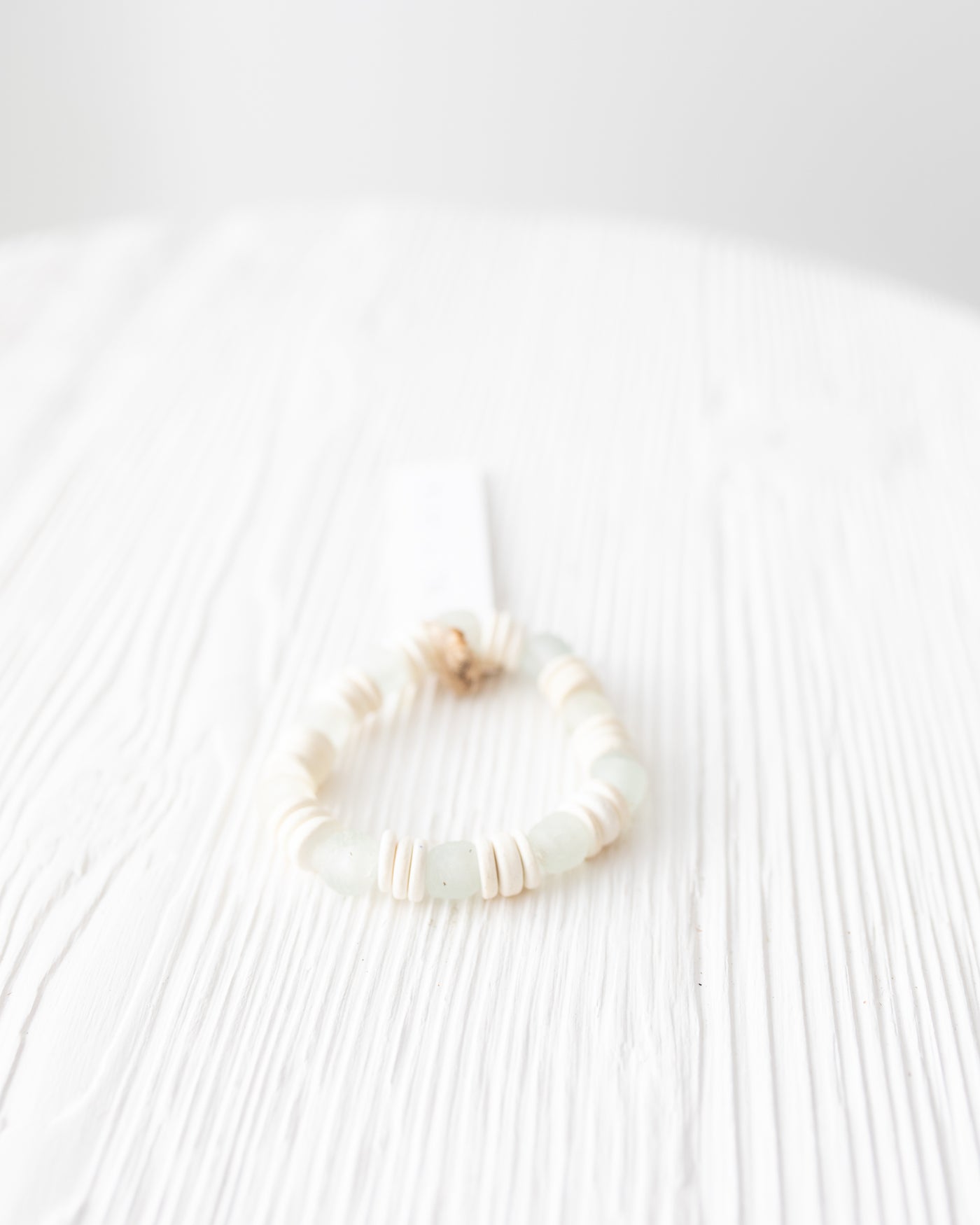 White Disc and Glass Bead Bracelet