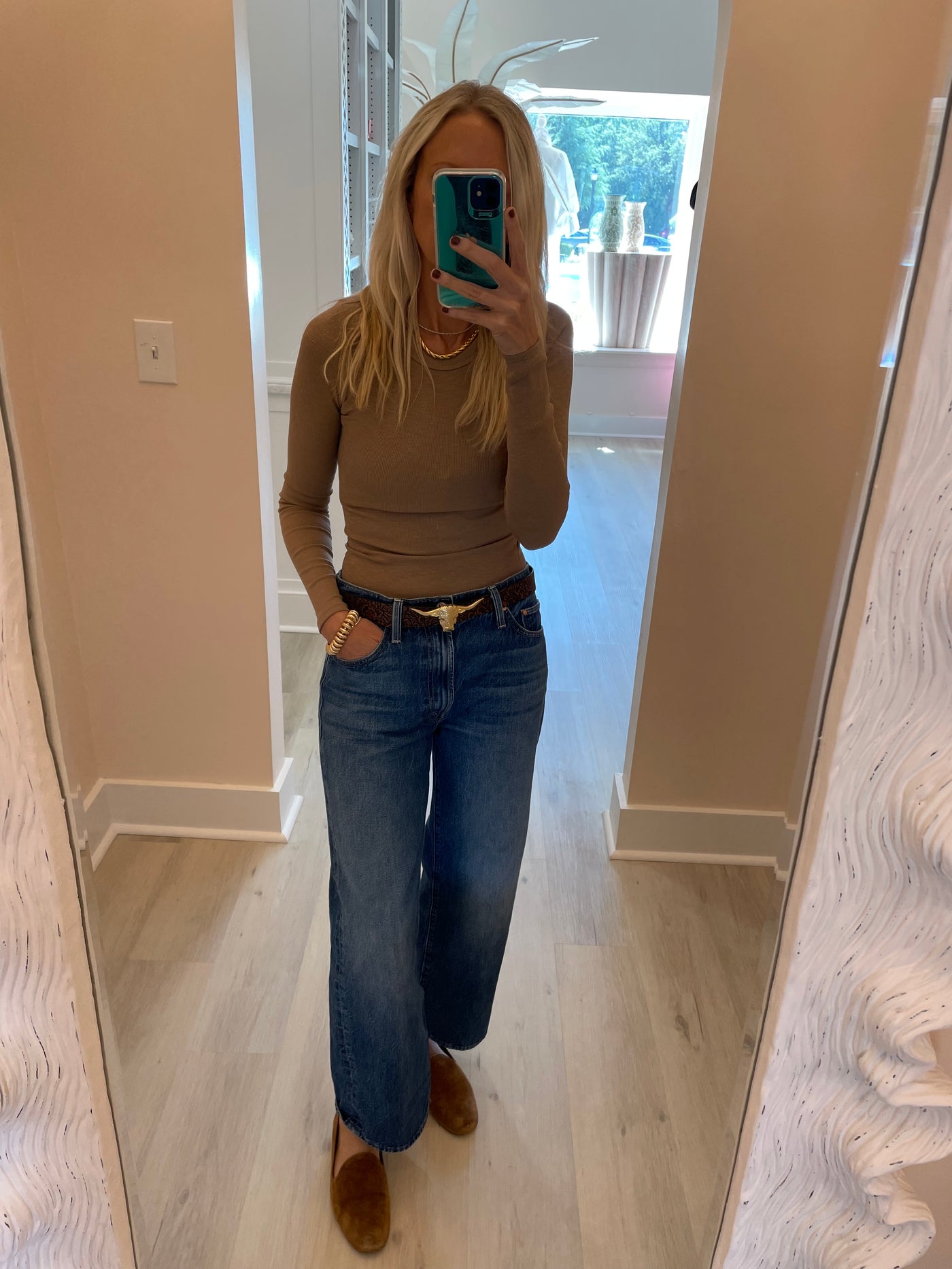 Latte Long Sleeve Fitted Top
