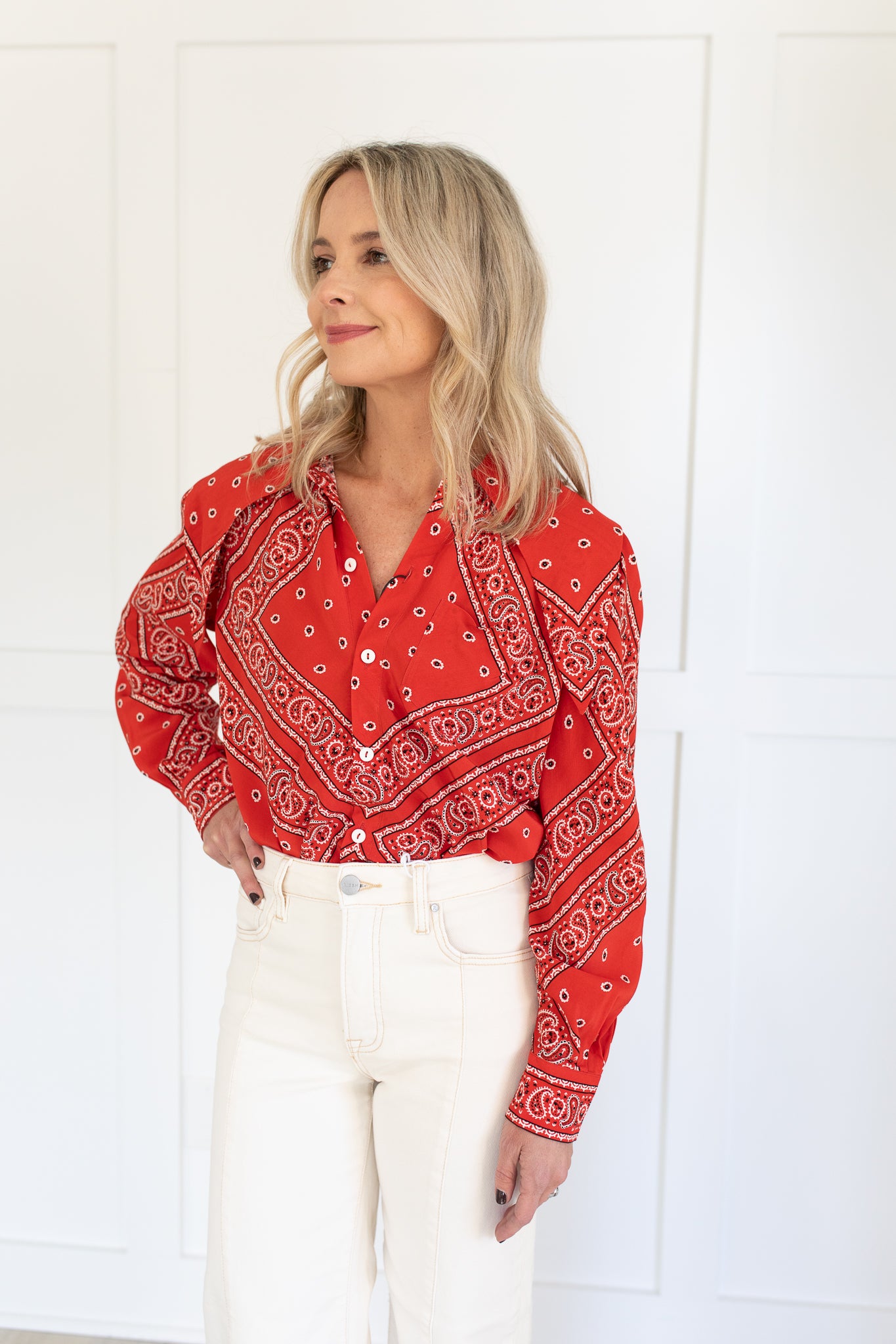 Frances Blouse in Aces Wild Red by Hunter Bell