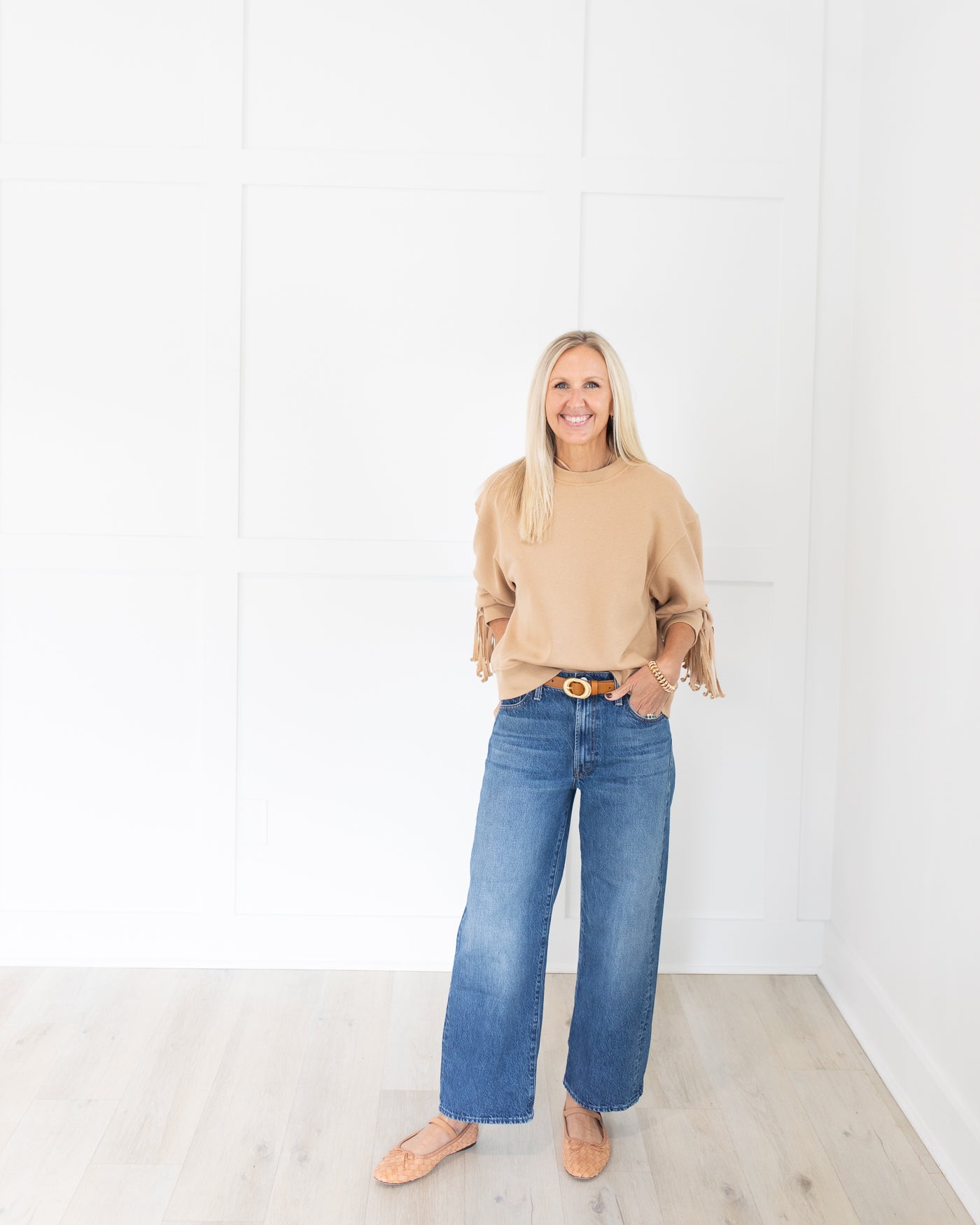 Camel Sweatshirt with Fringe