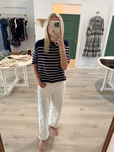 Navy and Neutral Stripe Sweater