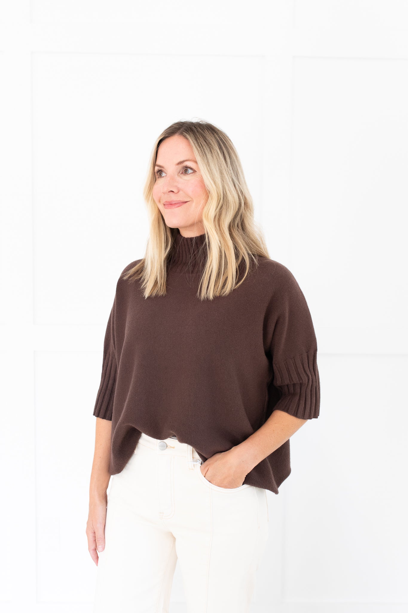 Brown Mock Neck Sweater