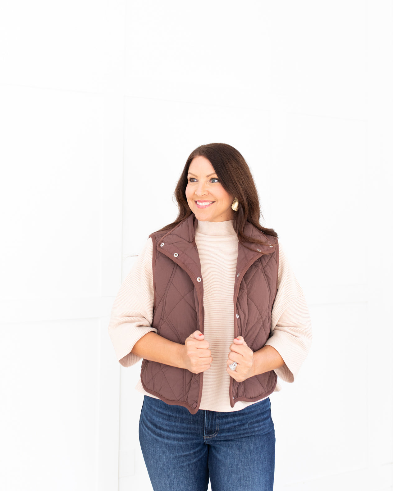 Quilted Vest in Chocolate Brown