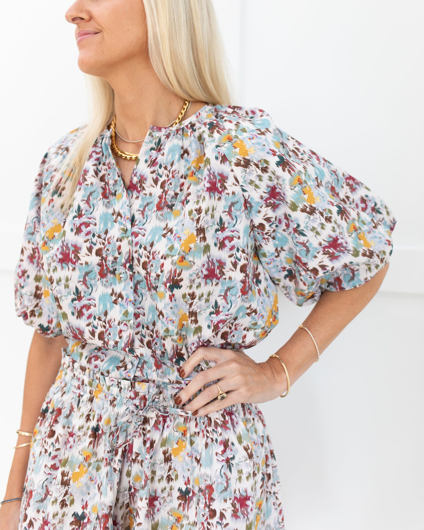 Freda Top in Aqueous Petals