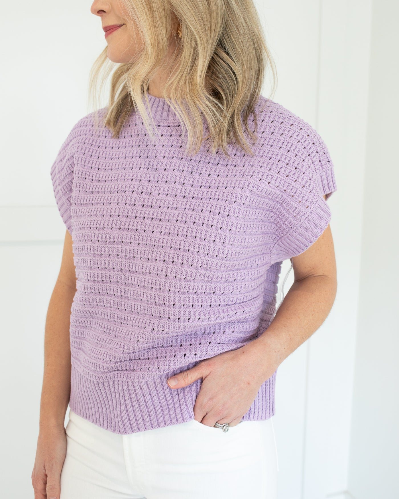 Lavender Cap Sleeve Sweater