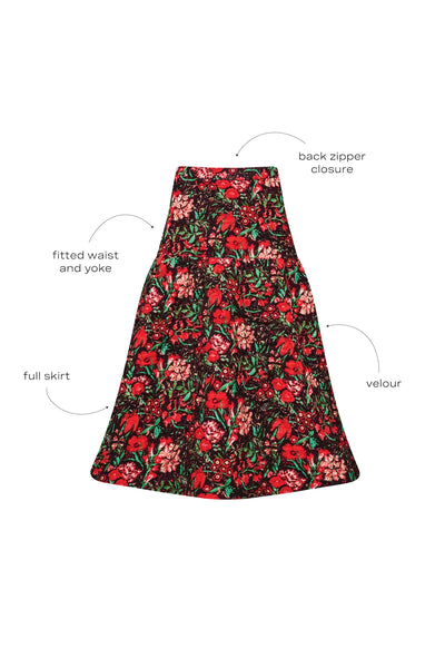 Remy Skirt in Holiday Floral by Hunter Bell