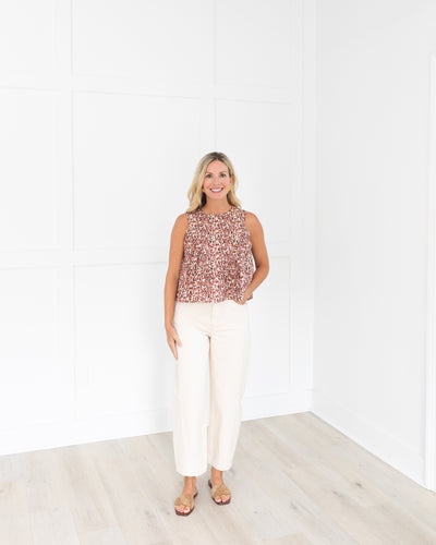 Burgundy Floral Sleeveless Top