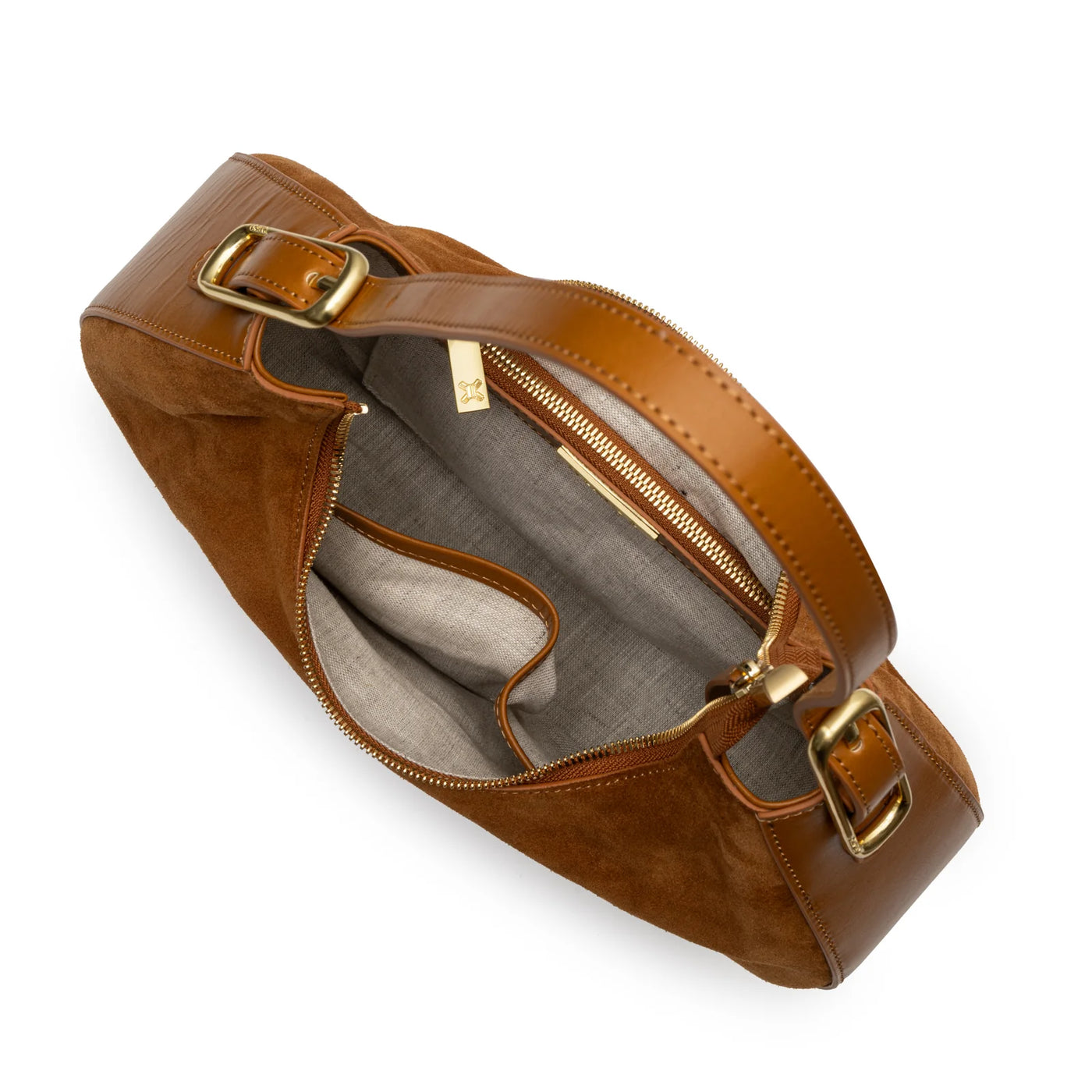 Walnut Brown Half Moon Sueded Bag
