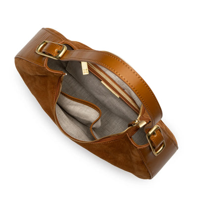 Walnut Brown Half Moon Sueded Bag