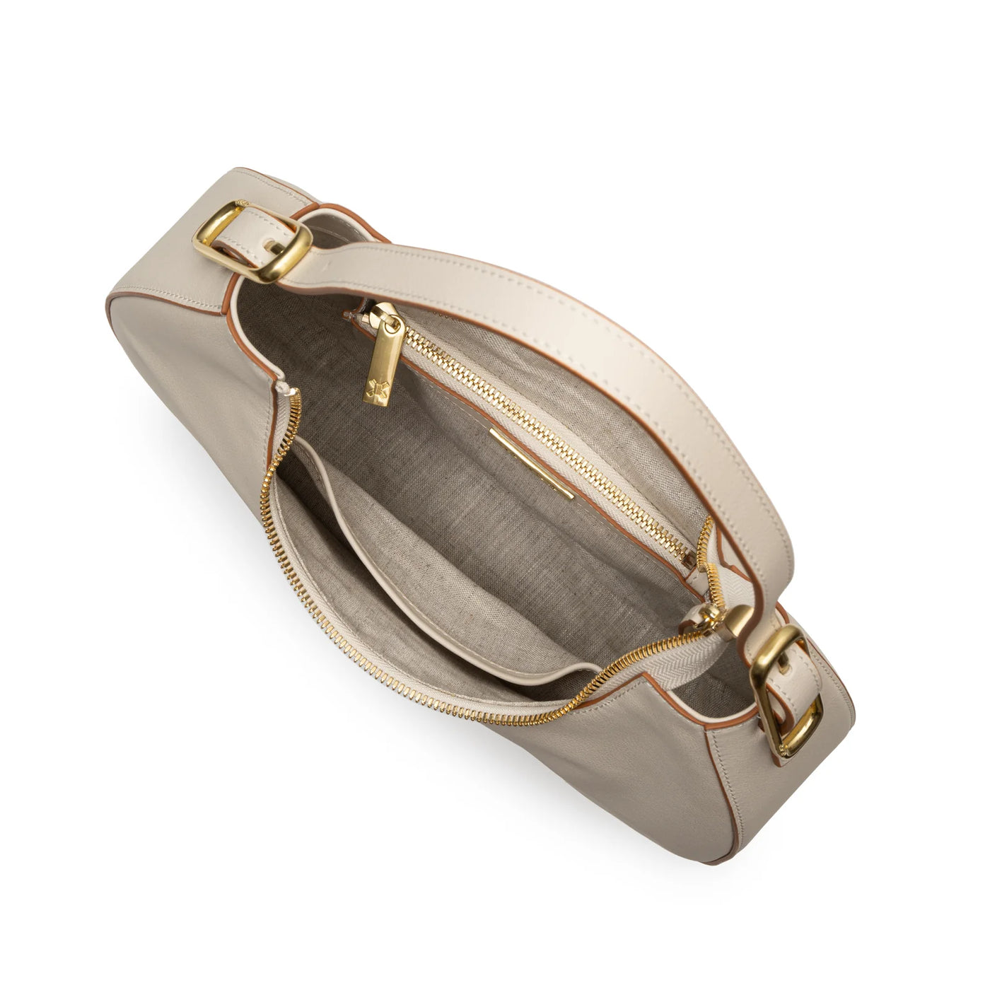 Ecru Half Moon Leather Bag
