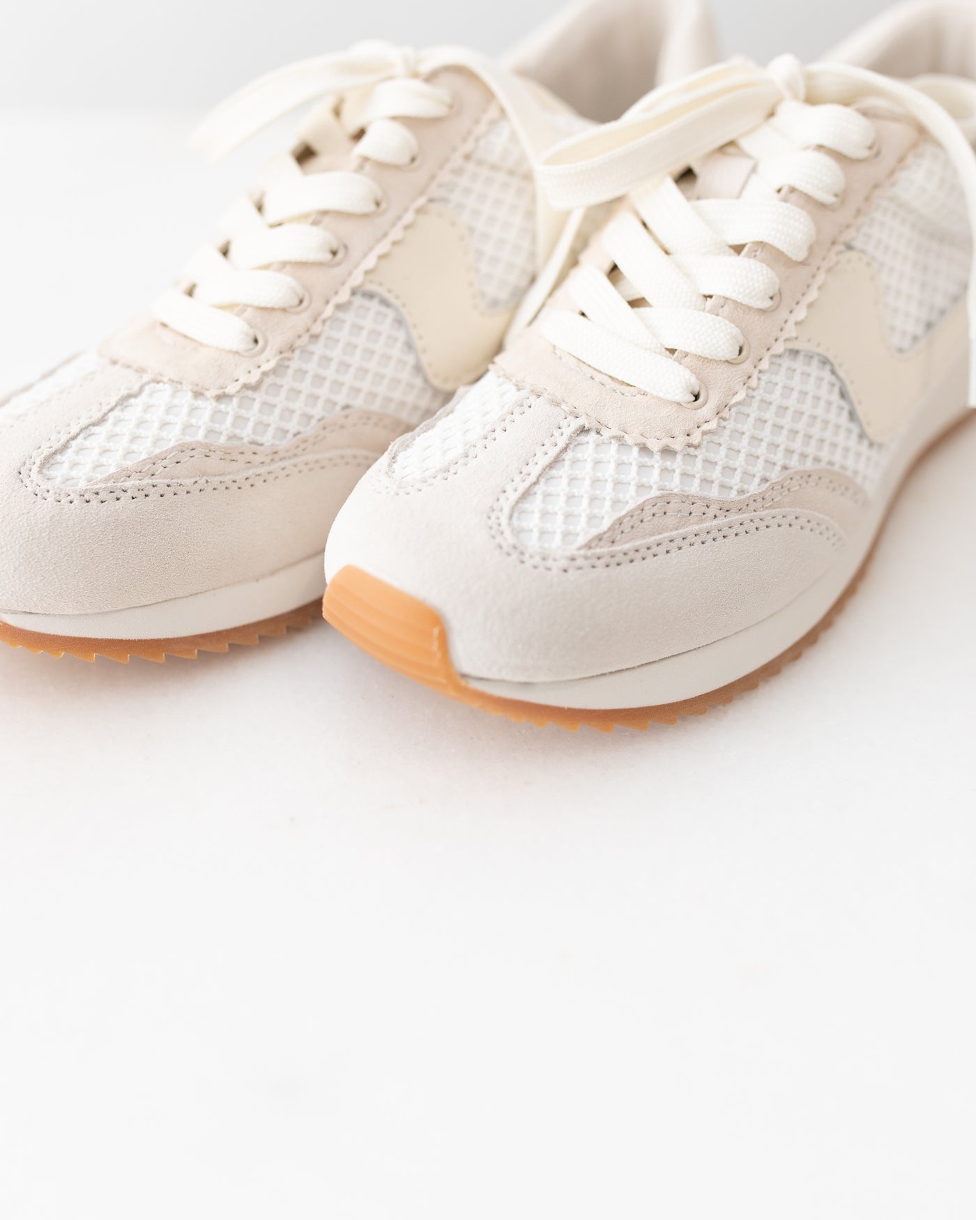 White Woven Sneaker With Mesh Detail