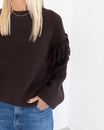 Dark Brown Sweater with Fringe