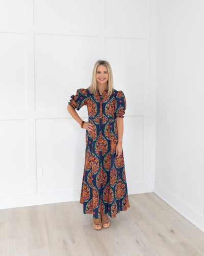 Rosie Dress in Saffron Botanicals