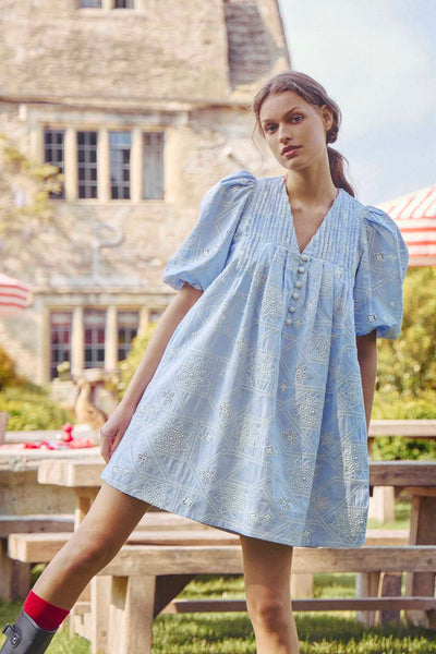 Jenkins Dress in Oxford Eyelet by Hunter Bell