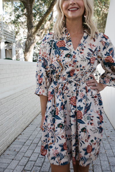 Caroline Dress in Fall Floral Print