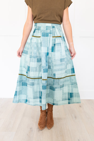 Gabby Skirt in Blue Print