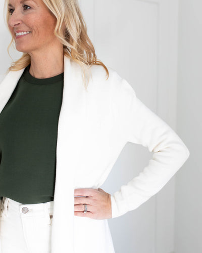 Ivory Tailored Cardigan with Pockets