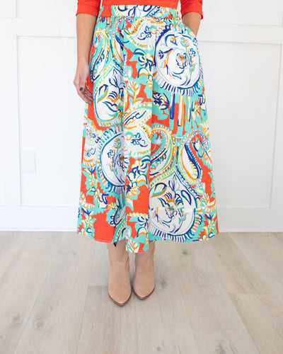 Tatum Midi Skirt in Amalfi Tiles by HUNTER BELL