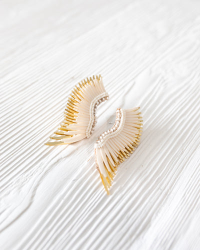 Ivory/Gold MIDI Madeline Earrings by Mignonne Gavigan