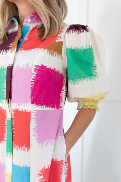 Rosie Dress in Brushstrokes