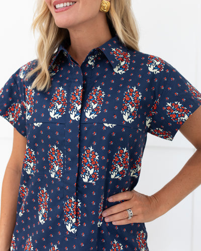 Addison Dress in Fall Floral Navy by Hunter Bell
