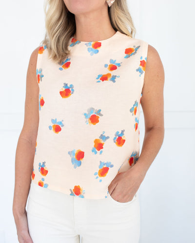 Luna Top in Watercolor Floral in HUNTER BELL