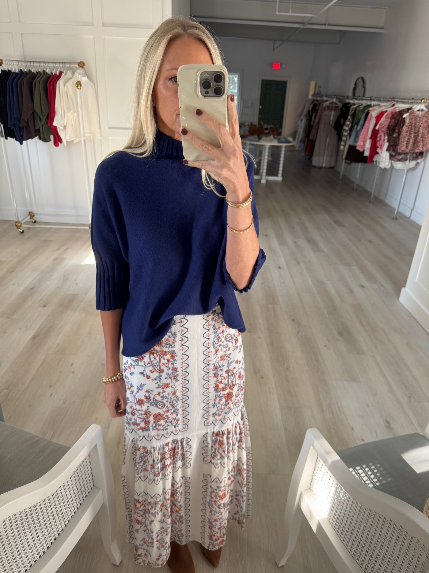 Navy Mock Neck Sweater