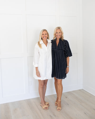 Carter Dress in Navy and White