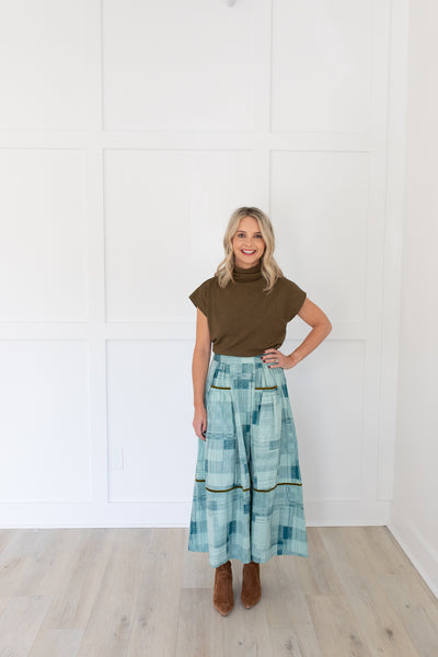 Gabby Skirt in Blue Print