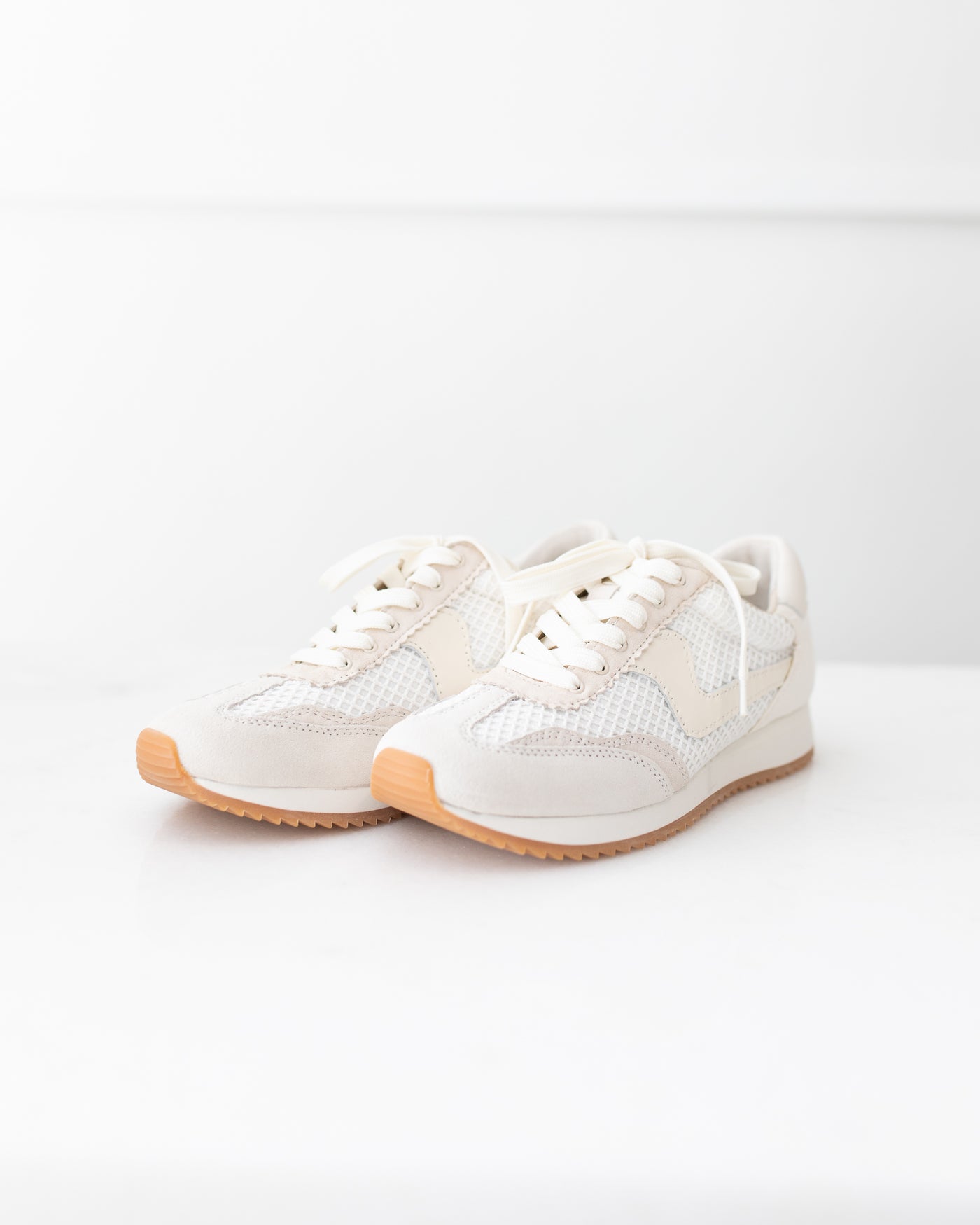 White Woven Sneaker With Mesh Detail