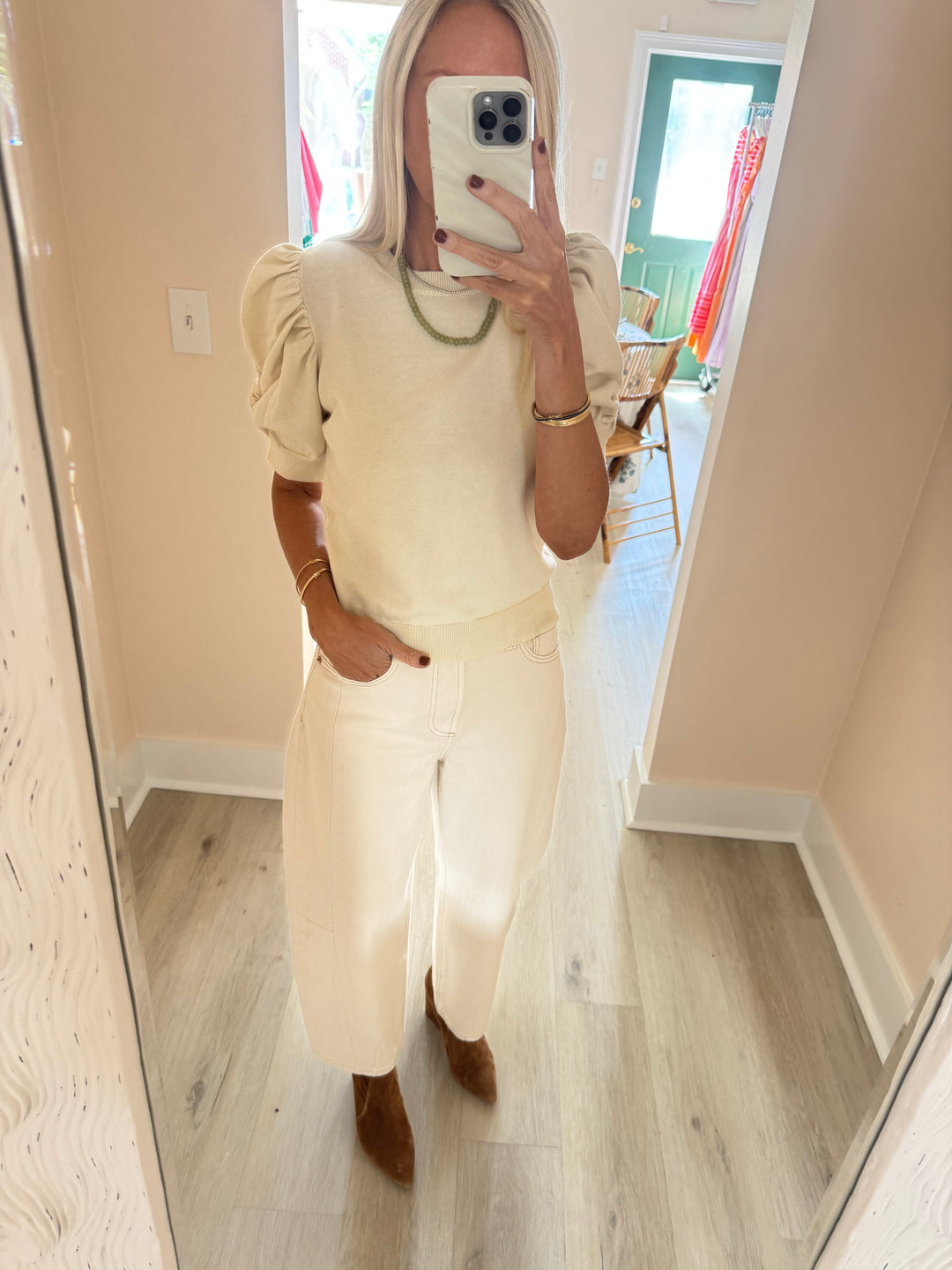 トップス andmary Willow line tops ivory ANDMARY】Willow line tops