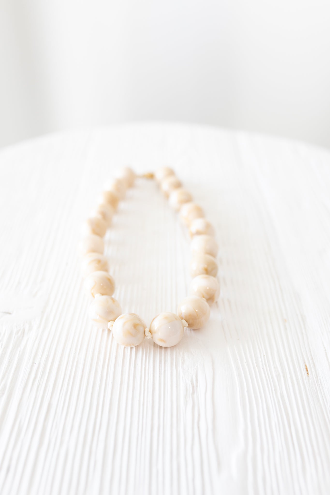 Cream Resin Large Round Bead Necklace