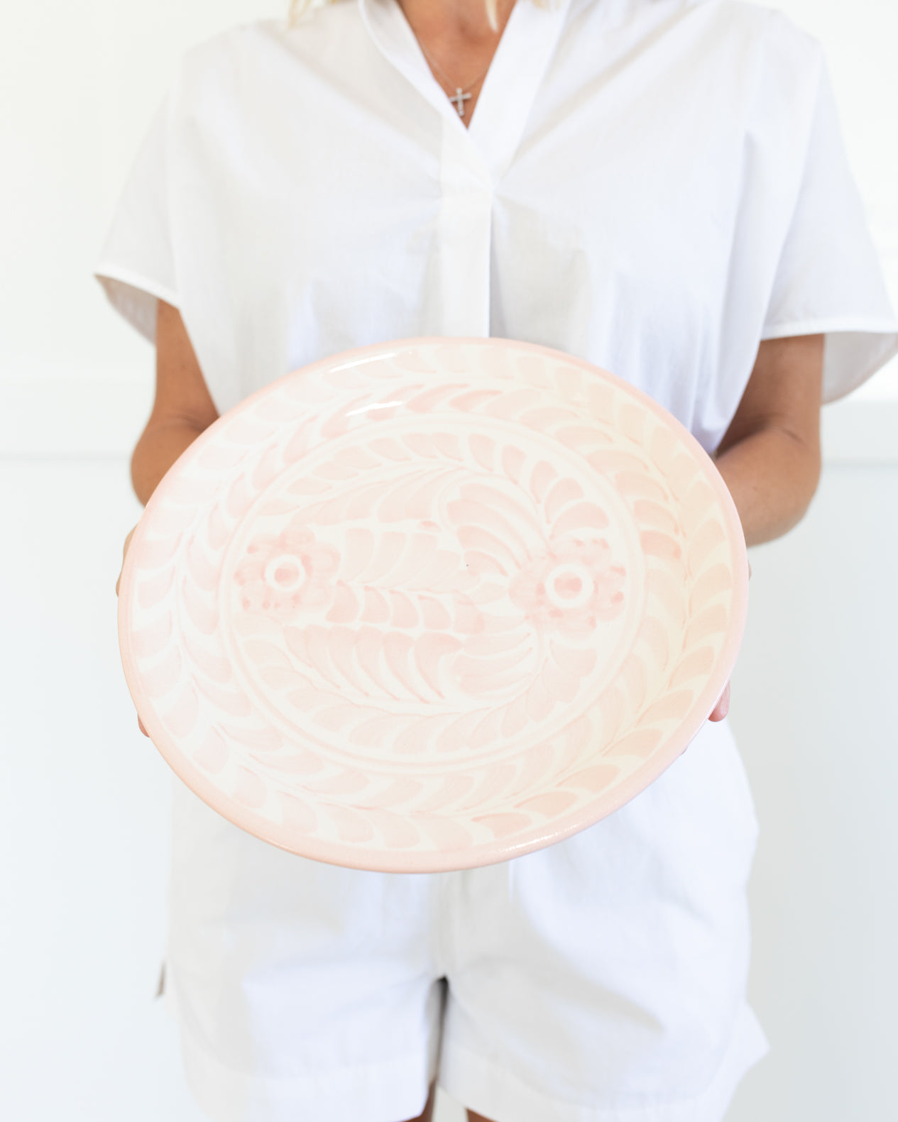 Blush Hand Painted Large Dinner Plate