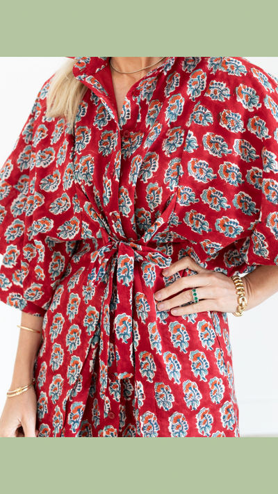 Grace Dress In Red Blue Floral