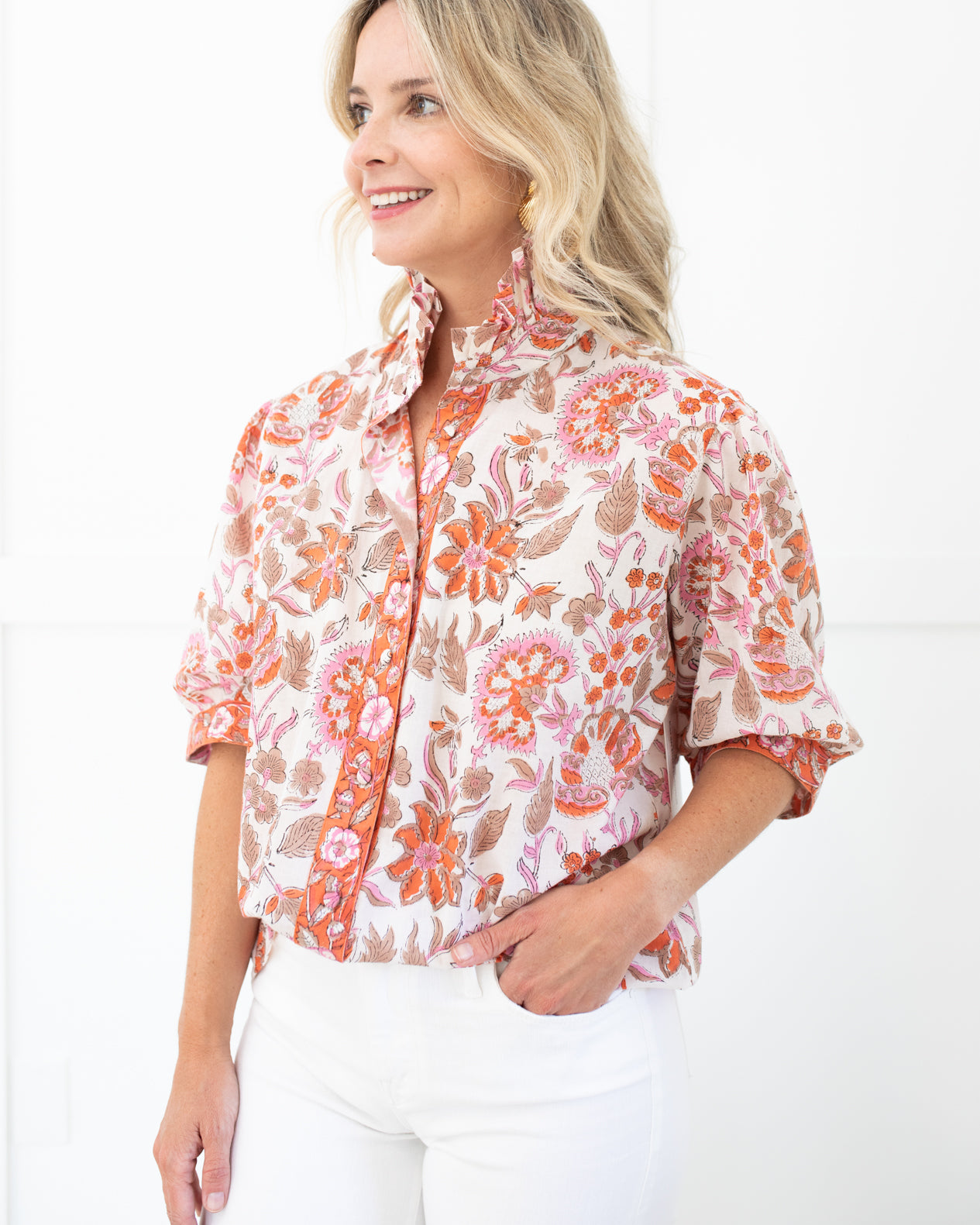 Wallace Top in Pamplemousse Floral