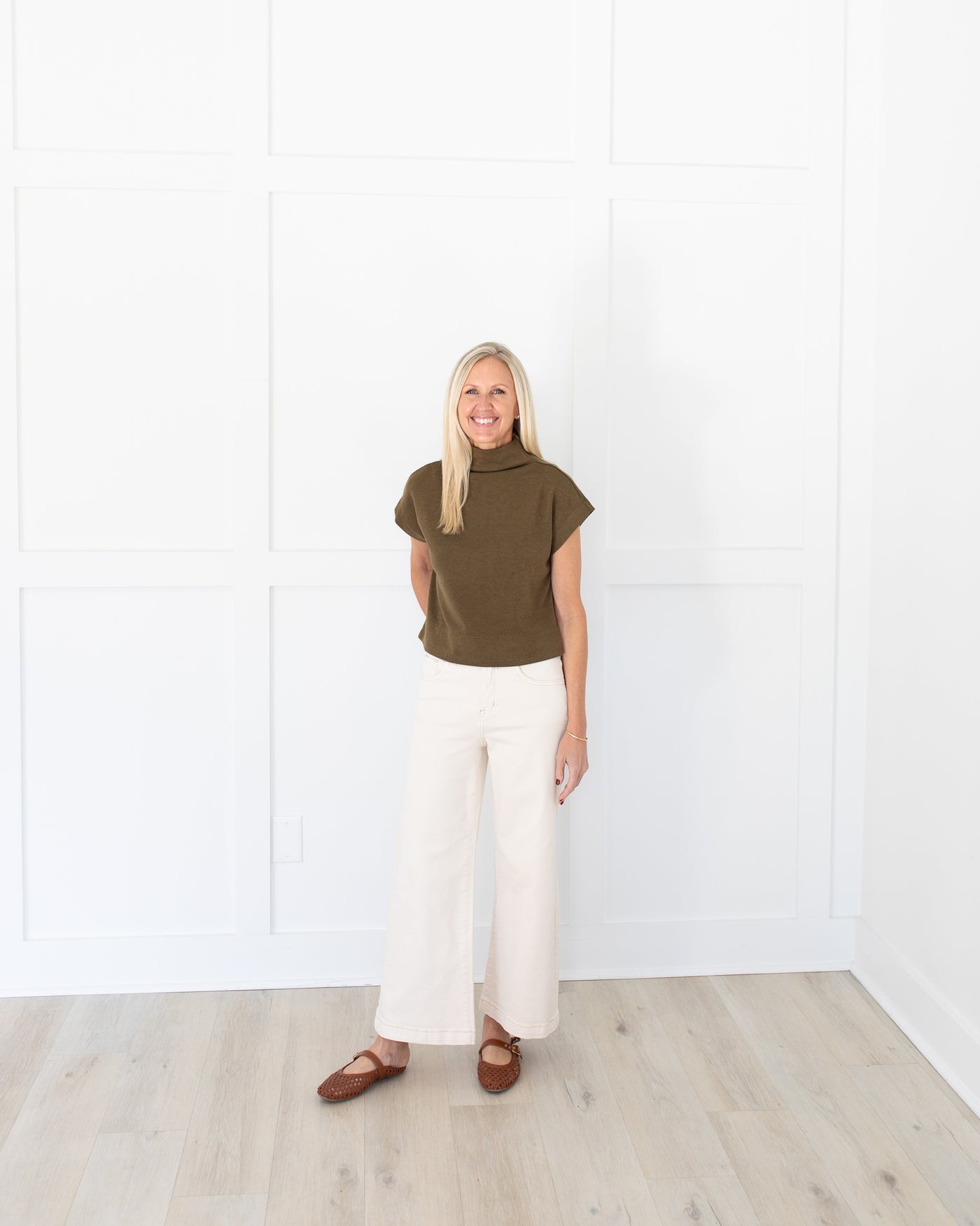 Ivory High Rise Crop Wide Adjustable Waist Denim