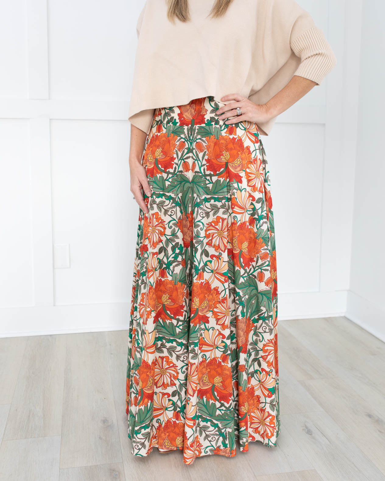 Gabriella Skirt in Egret Wild Blossoms by Cara Cara