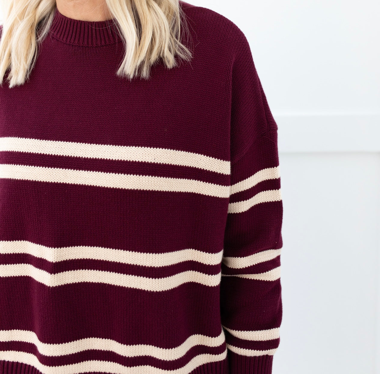 Burgundy and Tan Stripe Sweater