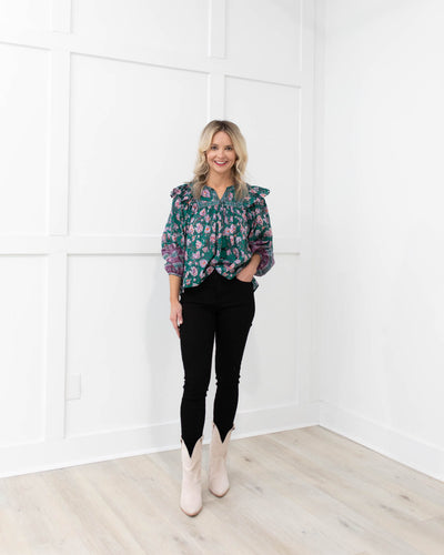 Mylah Blouse in Jade Floral