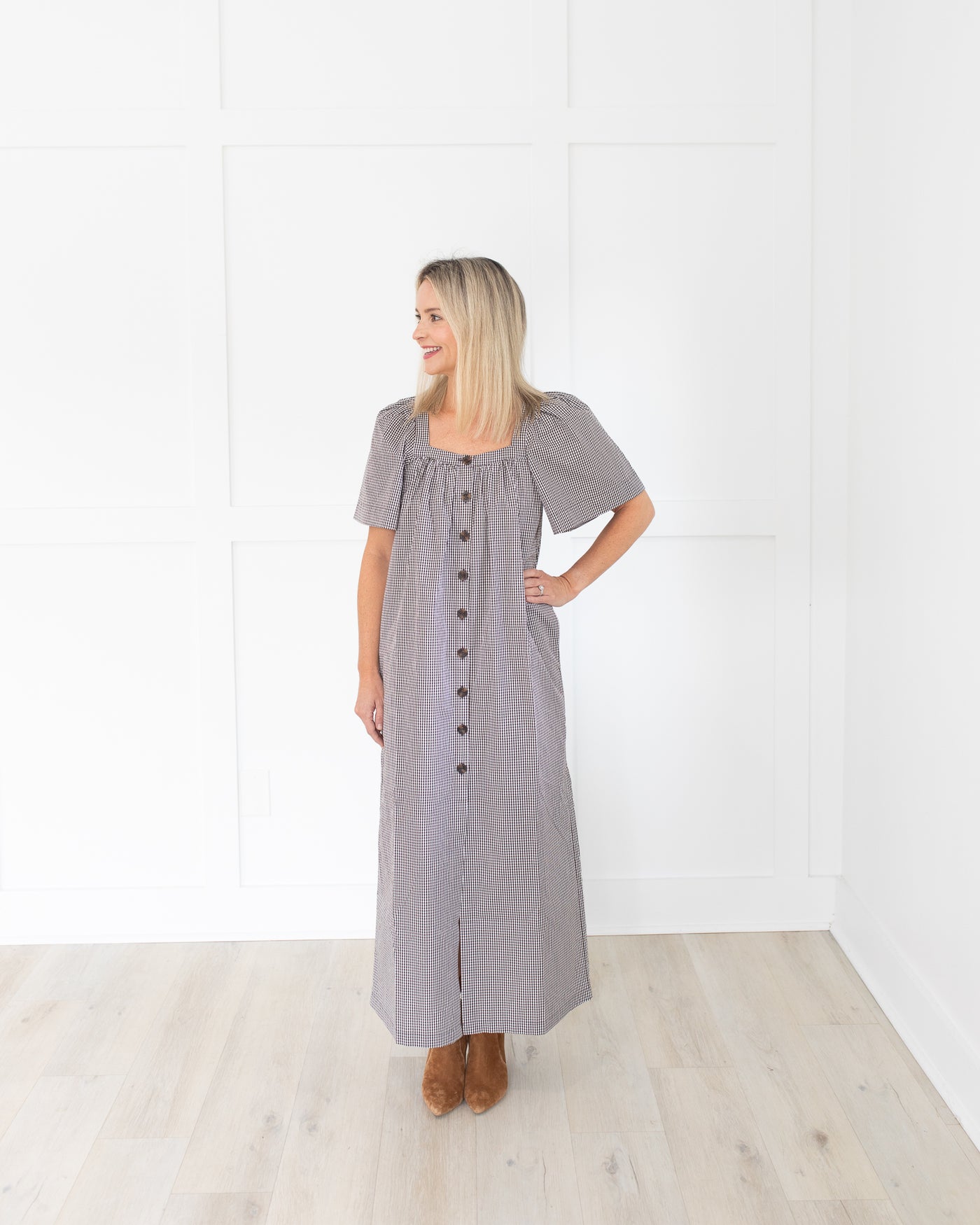 Miller Dress in Chocolate Gingham