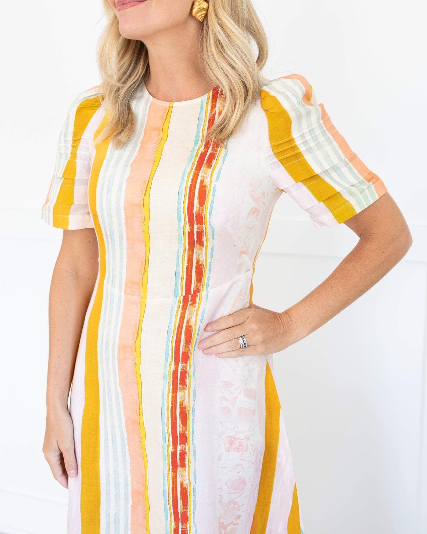 Casey Dress in Abstract Stripe by Hunter Bell