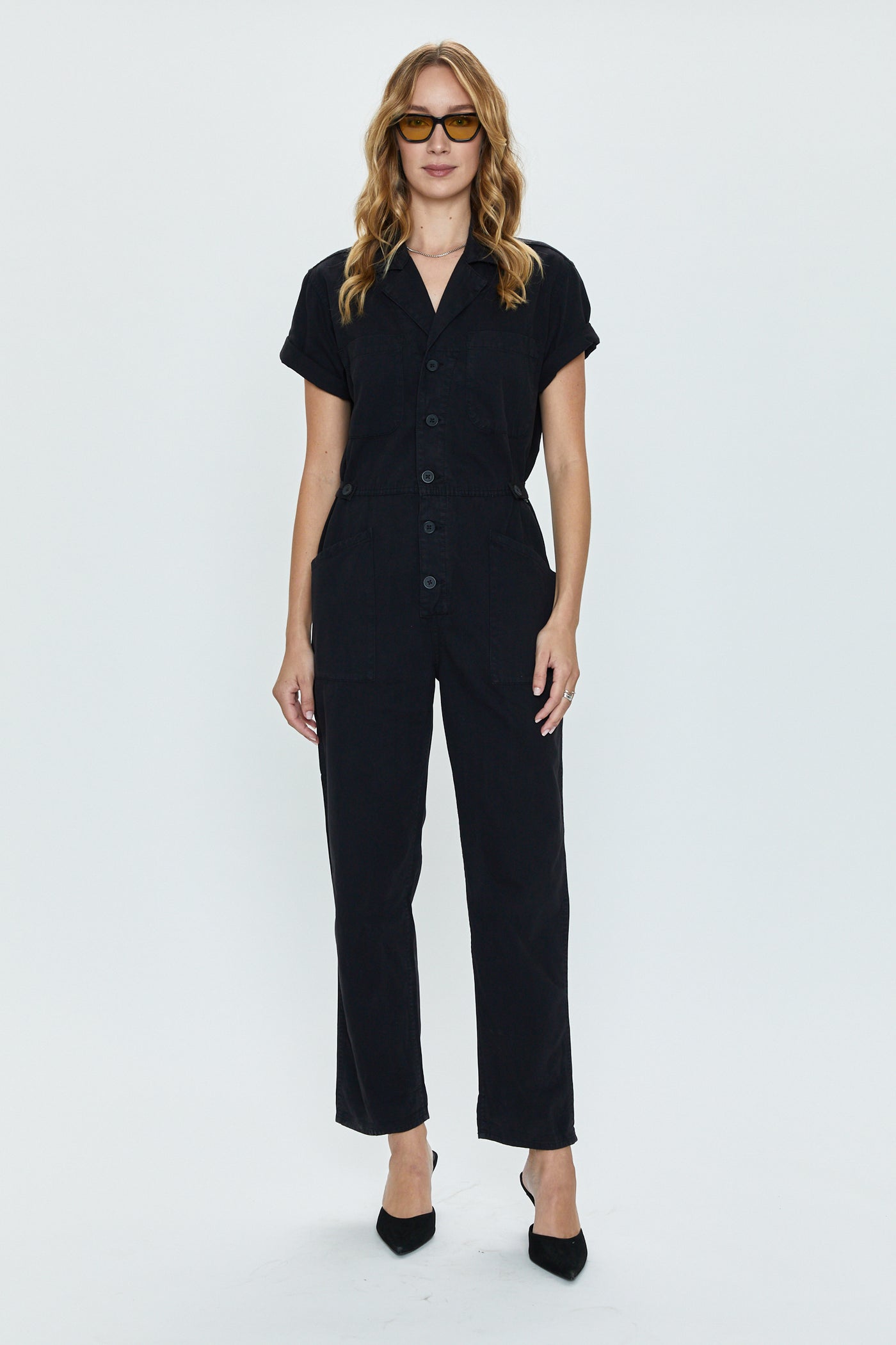 Grover Short Sleeve Jumpsuit in Fade to Black by Pistola