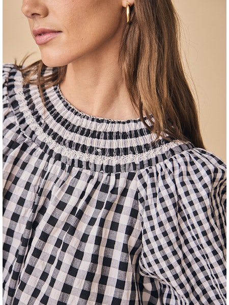 Hayes Blouse in Black & White Gingham by HUNTER BELL