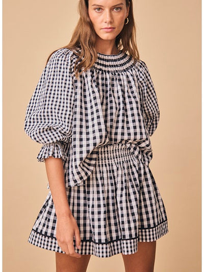 Hayes Blouse in Black & White Gingham by HUNTER BELL