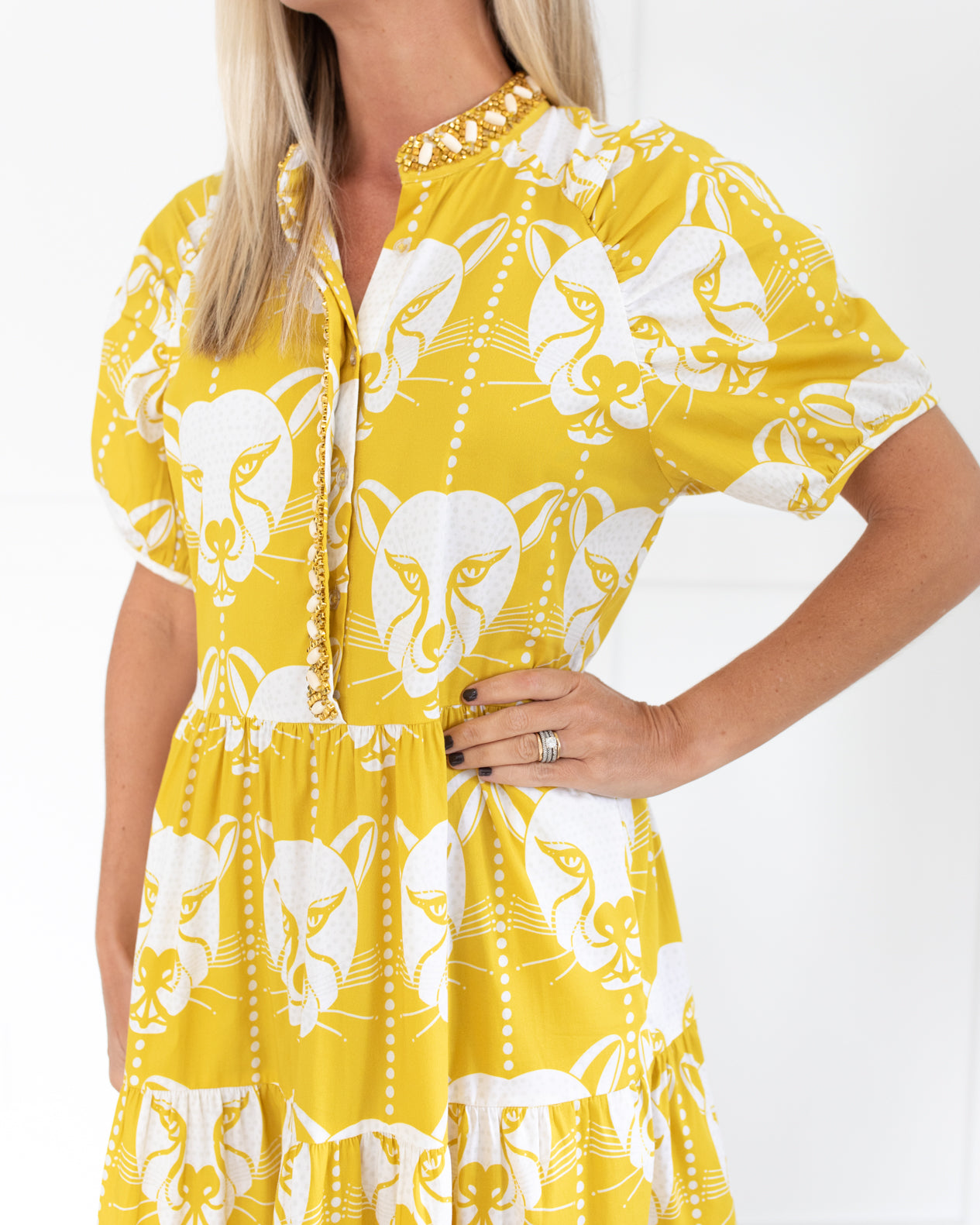 Kimbell Dress in Saffron Jungle Cat by SHERIDAN FRENCH