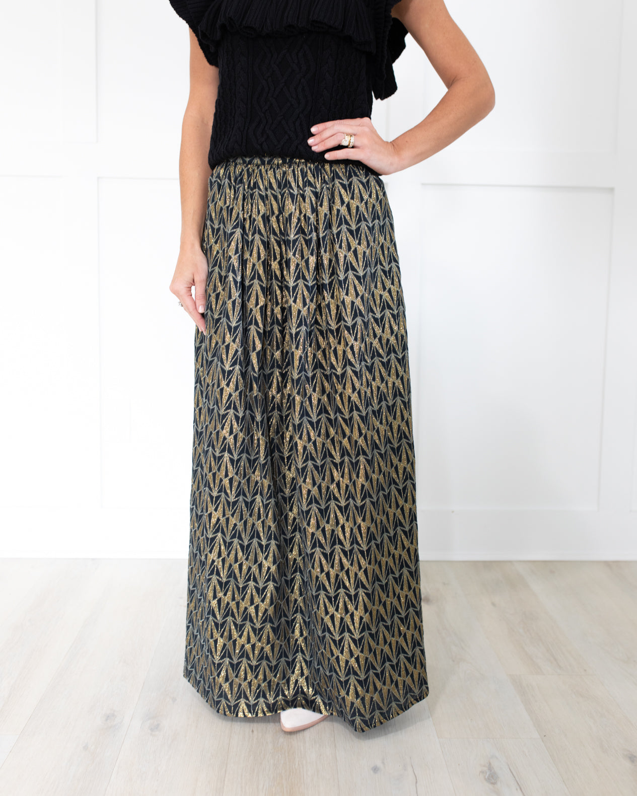 Black & Gold A Line Skirt